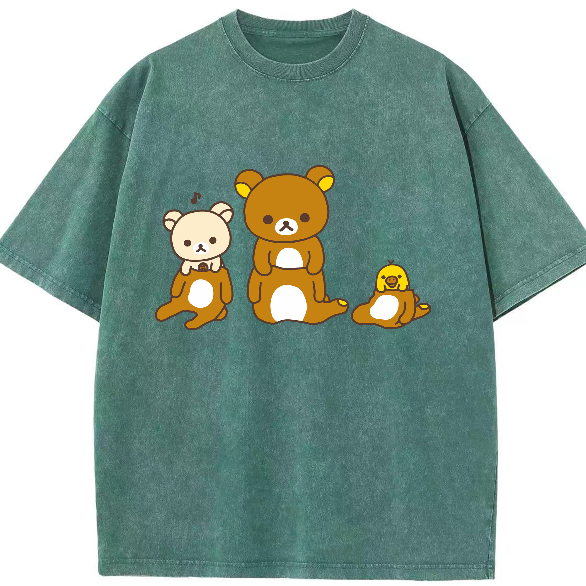 （画像用） リラックマ リラックマ キイロイトリ Rilakkuma Korilakkuma Kiiroitori 綿100% ヴィンテージ風 半袖Tシャツ（フロントプリント）